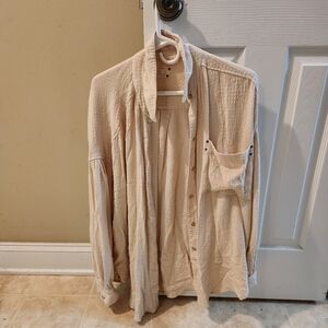 We the Free Hidden Valley Oversized Draped Button Down Shirt, Size M